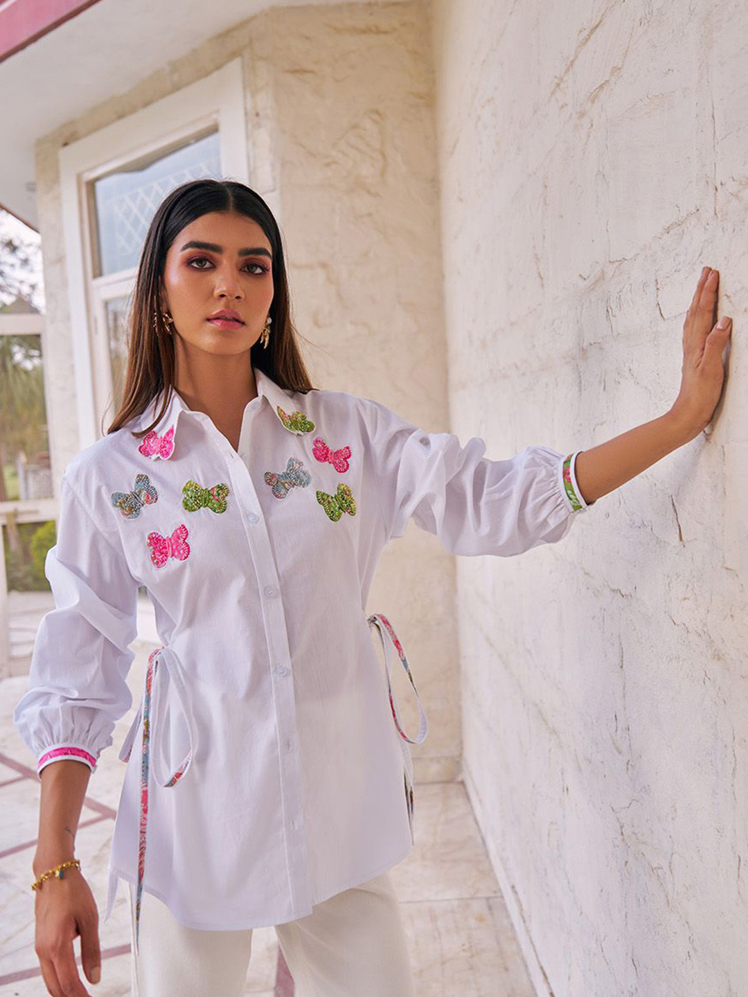 By The Bay Lana Floral Embroidered Pure Cotton Shirt