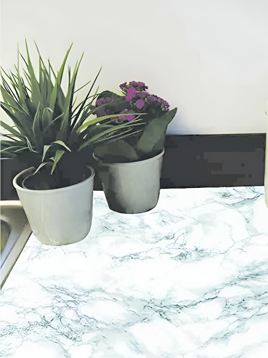 INDIAN ROYALS White & Green Printed Marble Design Home Dcor Waterproof Wallpaper