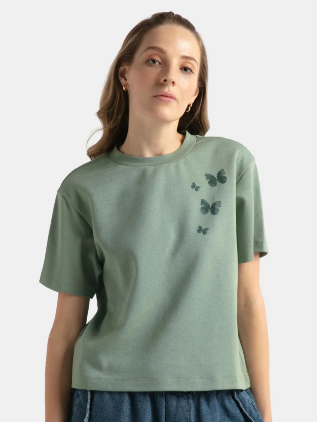 Jockey Groove Women Cotton Rich Oversized Printed T-Shirt with Drop Shoulder Styling-WZ04