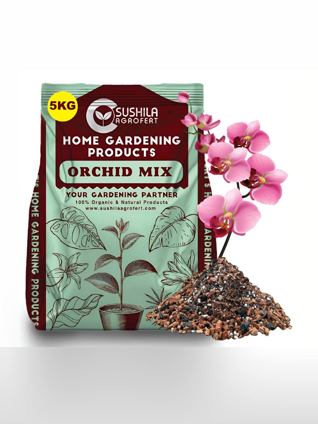 SUSHILA AGROFERT Brown 100% Natural Orchid Potting Mix Garden Accessories - 5 Kg