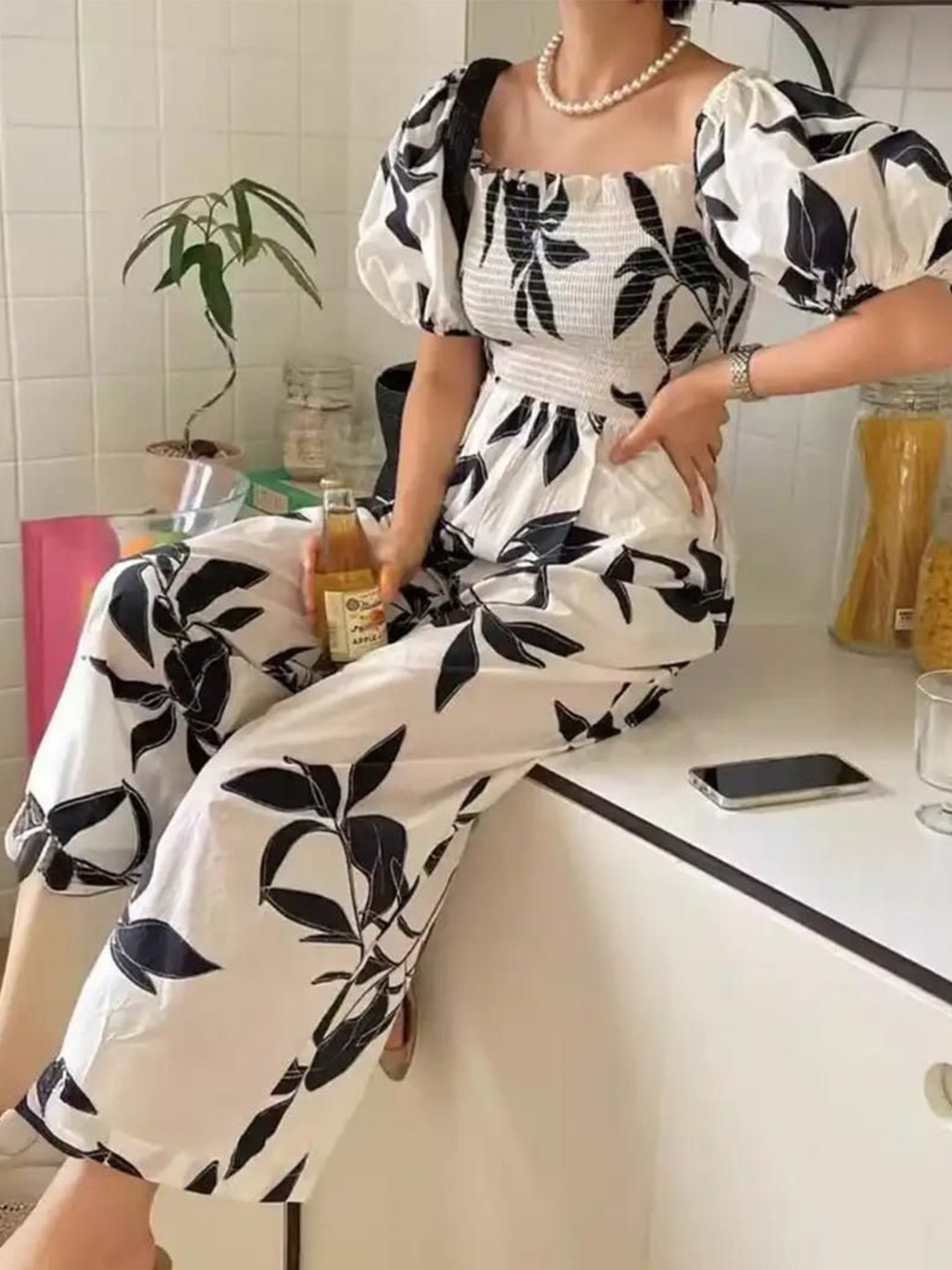 Miss Mosa By Akanksha  Women Miss Mosa By Akanksha  White Lebina Statement Holiday Jumpsuit