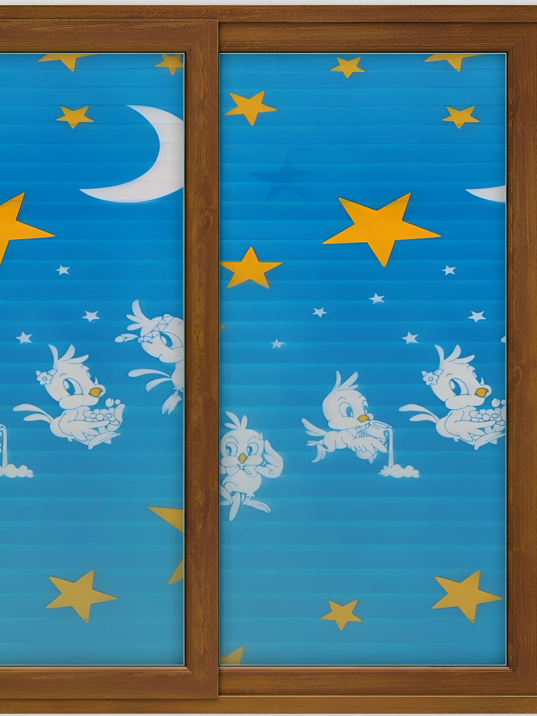 INDIAN ROYALS White & Blue Printed Stars & Moon Window Sticker Waterproof Wallpaper
