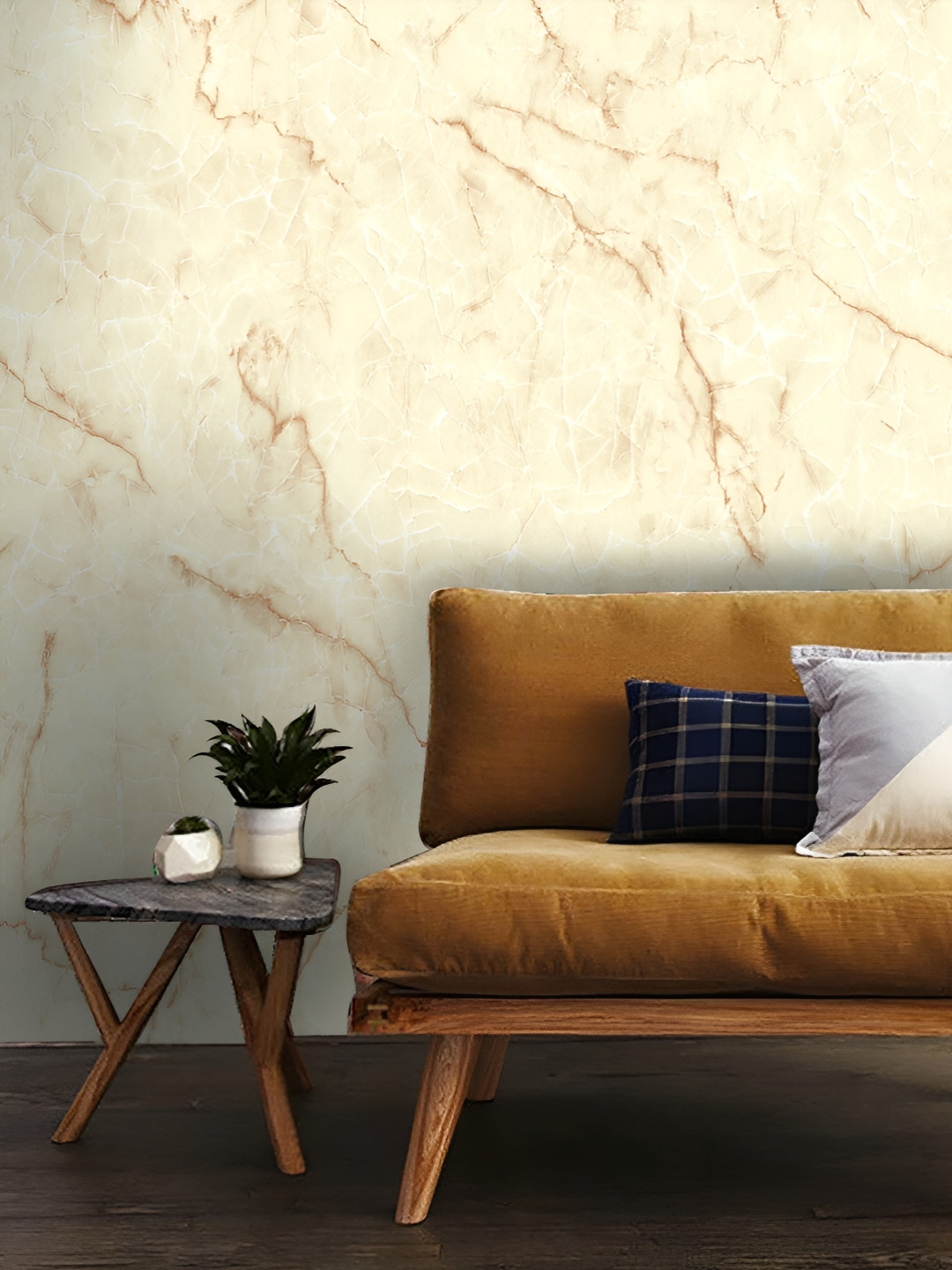 INDIAN ROYALS White & Brown Design Printed Self-Adhesive & Durable Wall Sticker