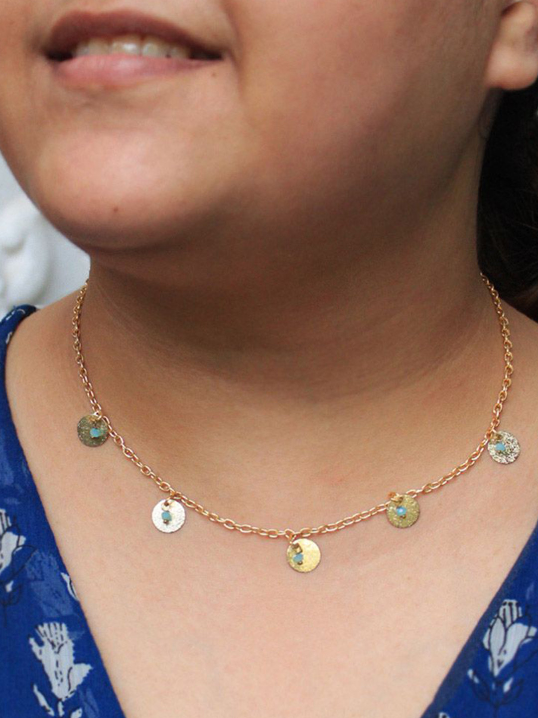 BeAbhika Gold-Plated Glass Beads With Coins Necklace