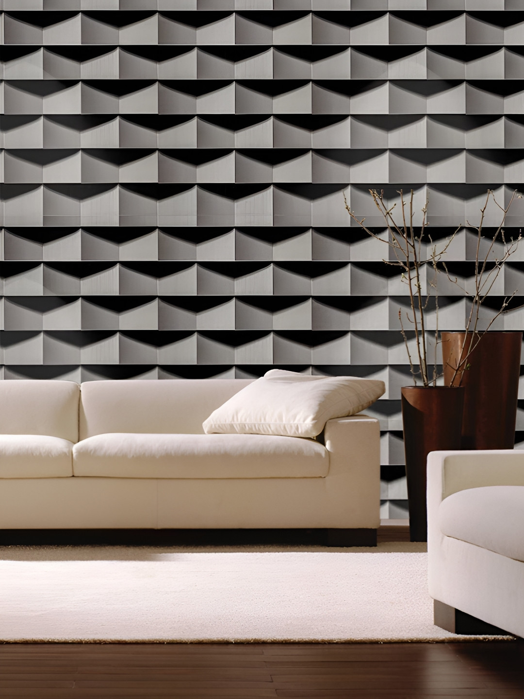 INDIAN ROYALS Grey Geometric Style Vinyl Home Decor Waterproof Wallpaper