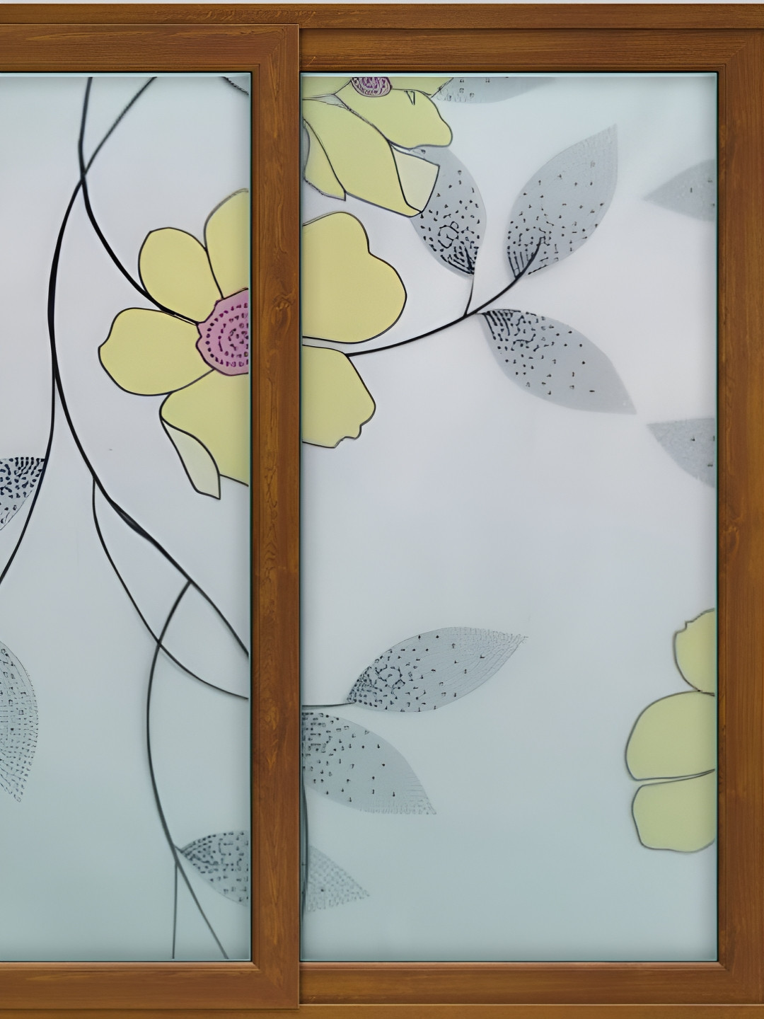 INDIAN ROYALS Grey & Yellow Flower Printed Self-Adhesive & Durable Wall Sticker