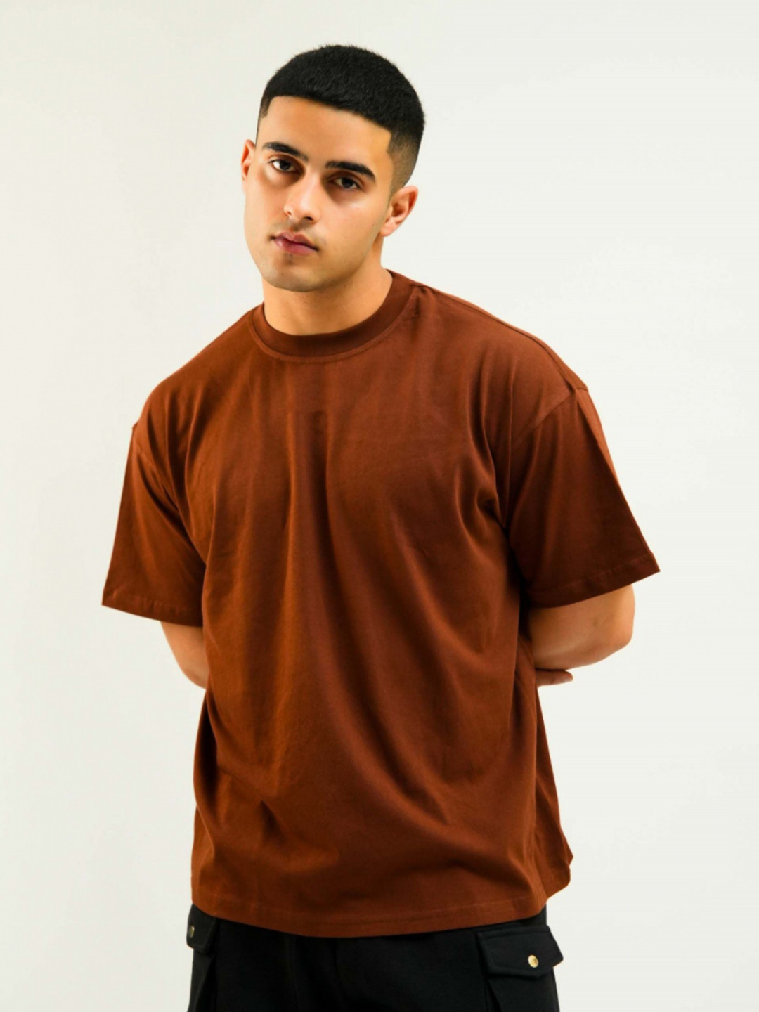 BURGER BAE Drop-Shoulder Sleeves Cotton T-shirt