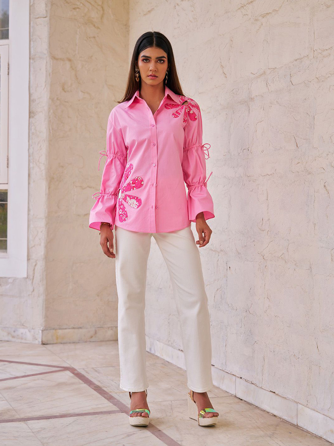 By The Bay Camilla Floral Embroidered Pure Cotton Shirt