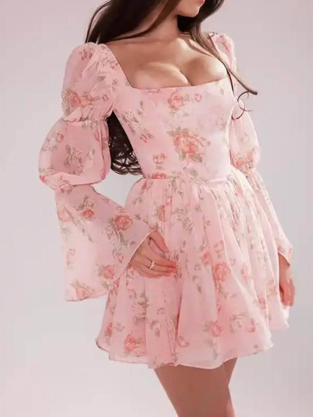 Miss Mosa By Akanksha  Pink Hosta Floral Summer Dress