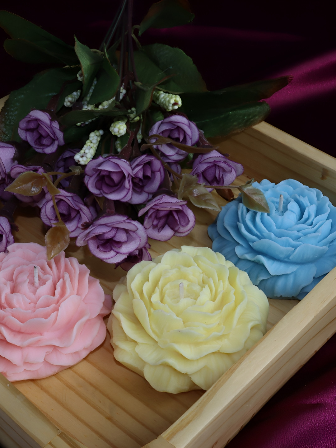 Shraddha Creation Peony,Multi Fragrance, Multi Colors Home Decor 4Pcs Scented Pillar Candles