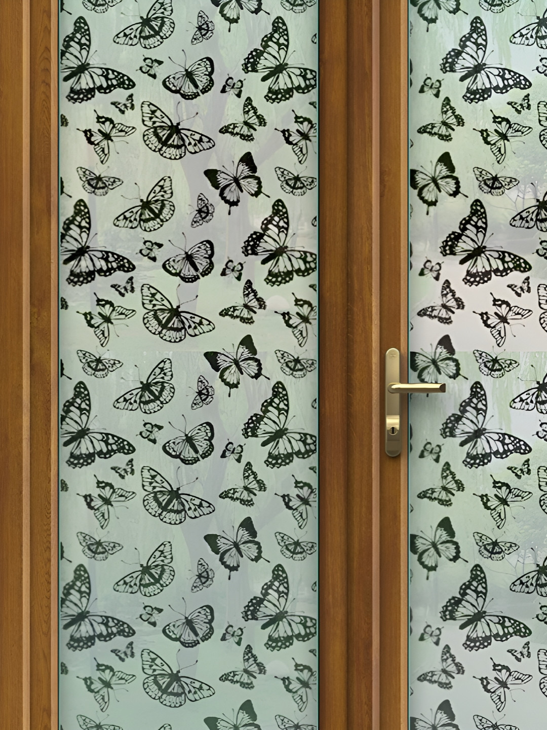 INDIAN ROYALS Black & Green Butterflies Printed Self-Adhesive & Durable Window Sticker
