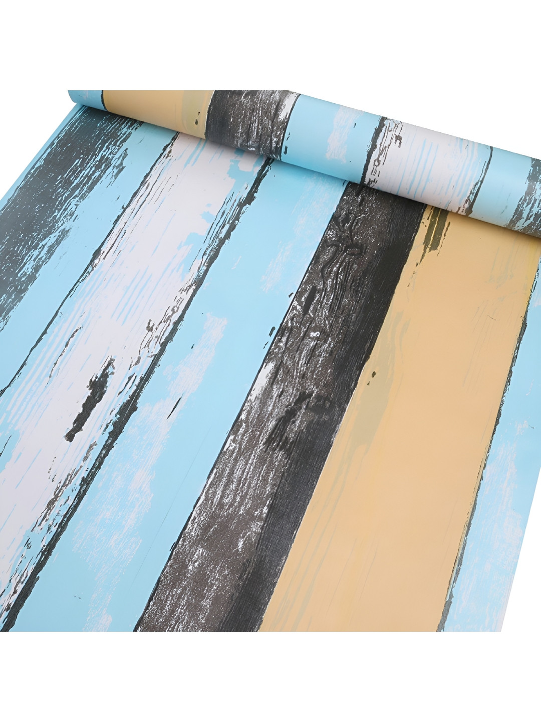 INDIAN ROYALS Blue & Black Printed Wood Waterproof Wallpaper