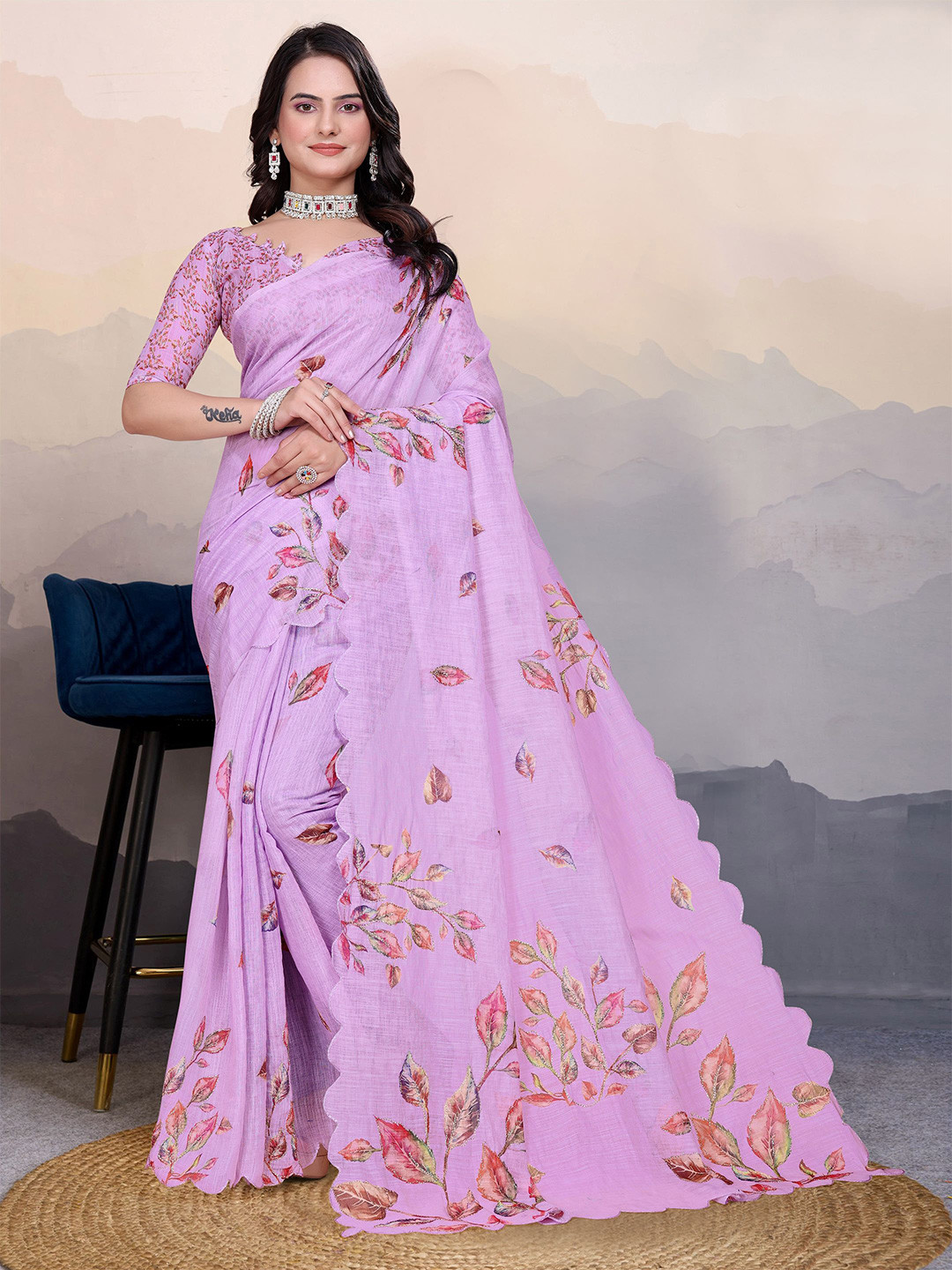 Sadika Floral Aari Work  Arani Saree