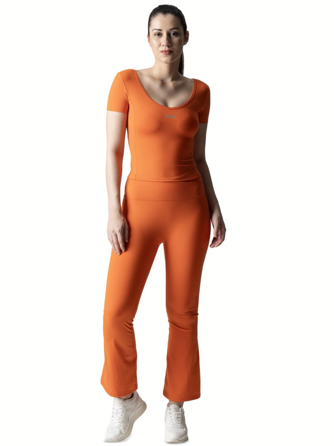 STRCH Women Orange Scoop Neck Top
