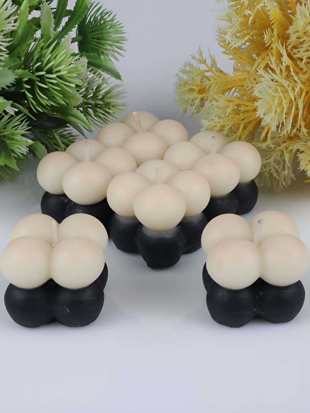 Shraddha Creation Bubble Candle, Black & White Color Home Decor 6Pcs Scented Tea Light Candles