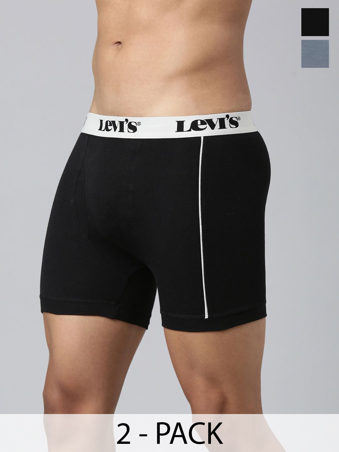 Levi's Men Pack of 2 Pure Cotton Long Length Ultrasoft Waistband Trunk
