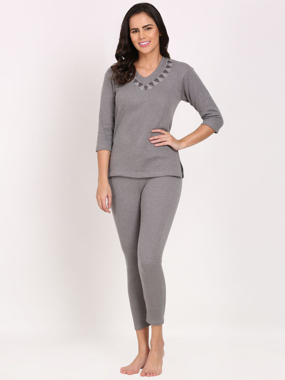 TOUCH WOOL Embroidered Cotton Thermal Set