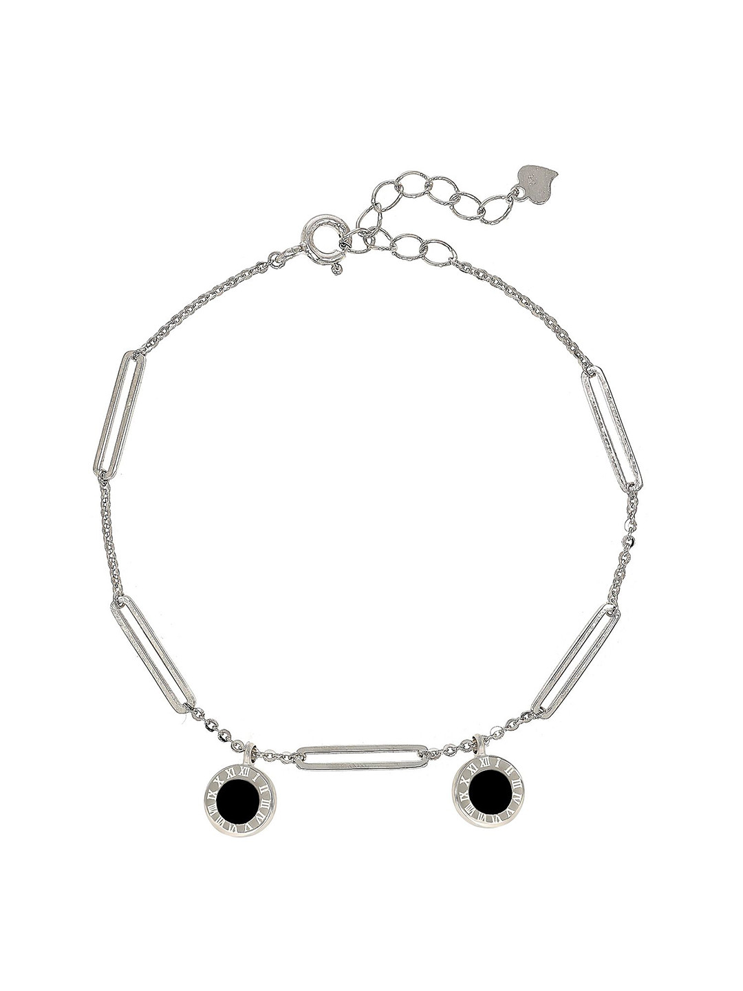 BHIMA 925 Sterling Silver Blackout Bling Chain Bracelet