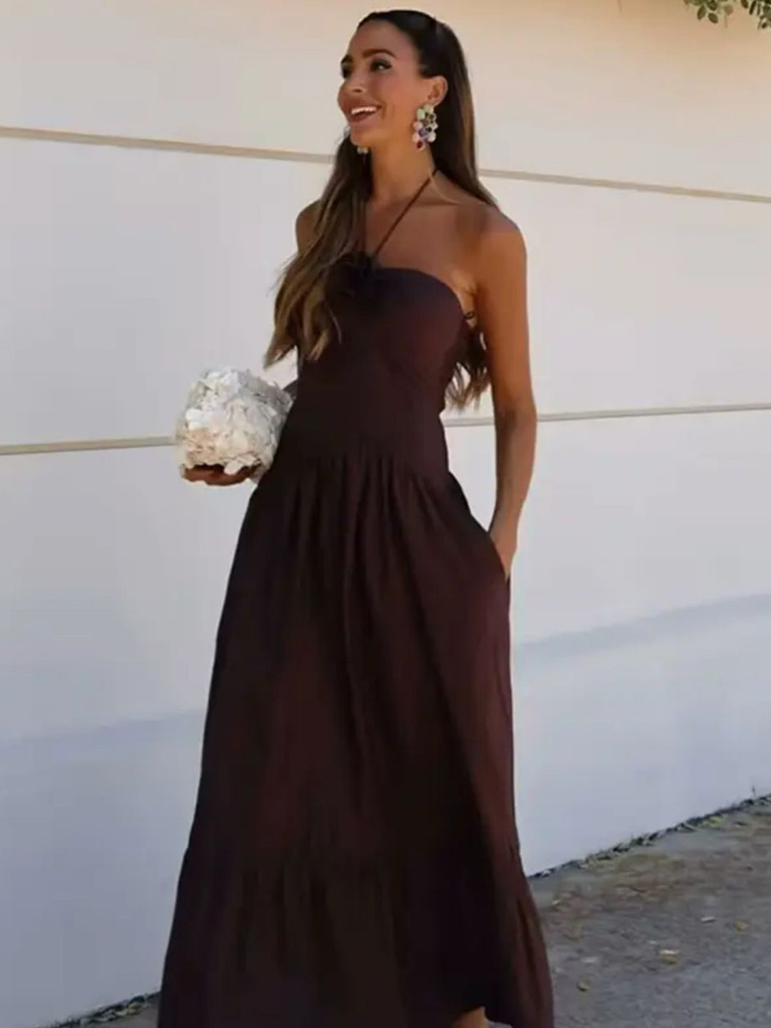 Miss Mosa By Akanksha  Women Delma Rosette Holiday Maxi Dress