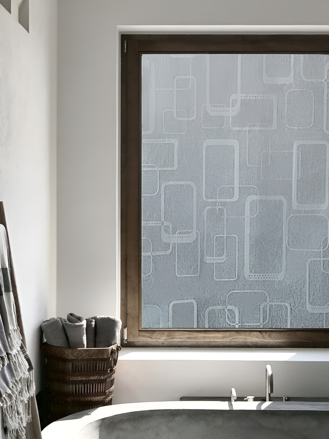 INDIAN ROYALS Grey & Brown Film Privacy Printed Self-Adhesive & Durable Wall Sticker