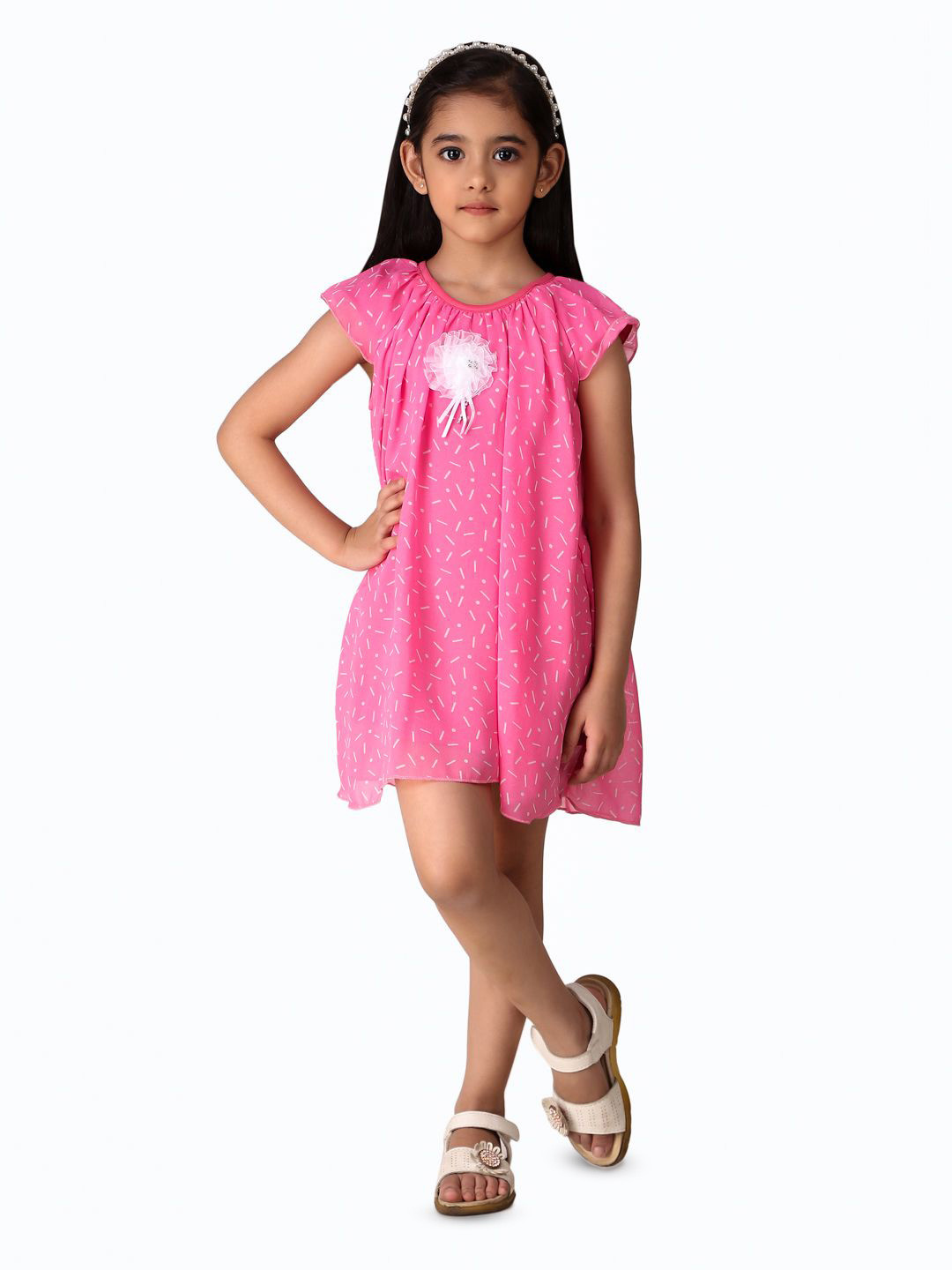 Creative Kids Girls 1 Polka Dot Print  A-Line  Above Knee Length Dress