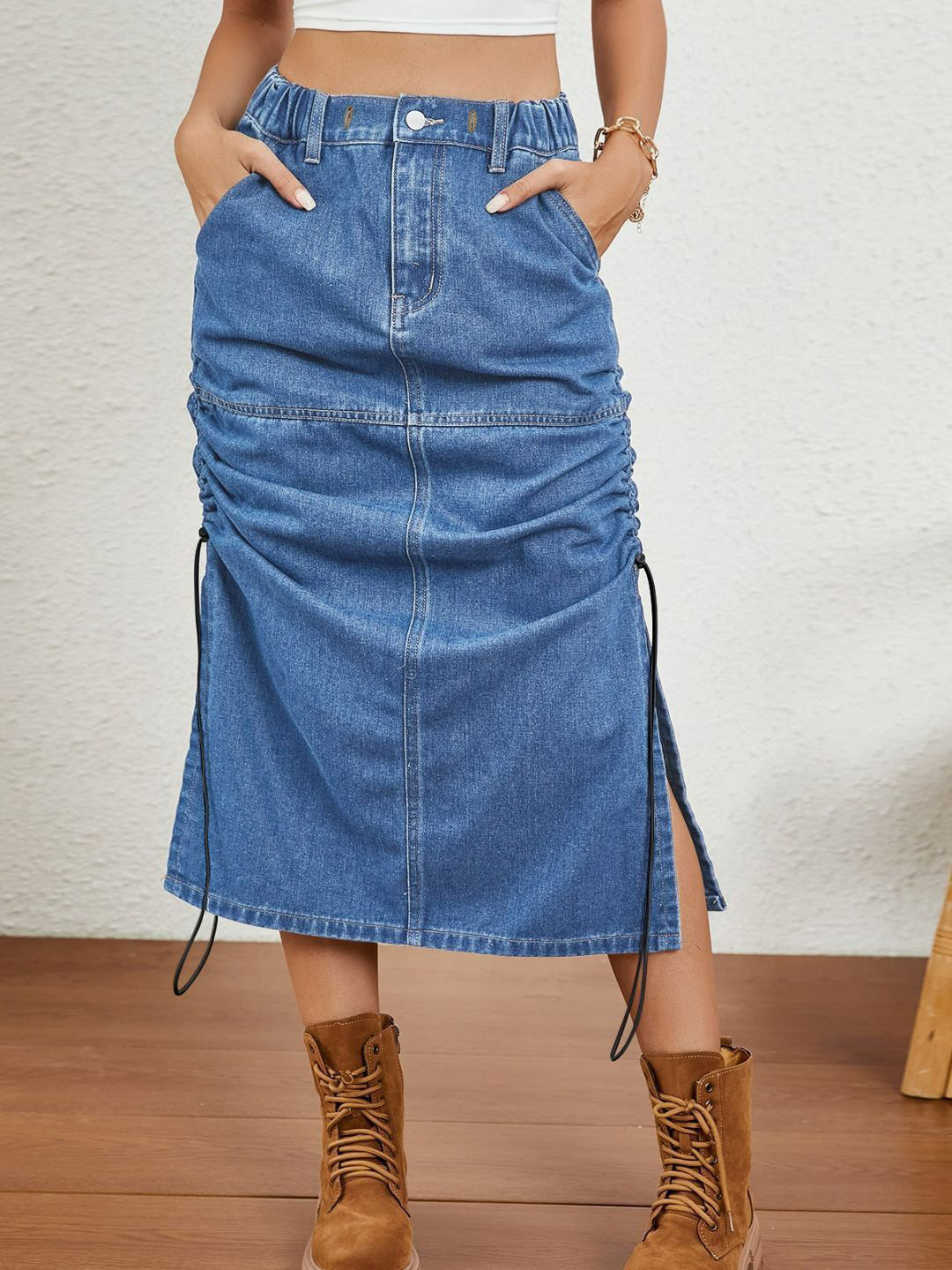 DressBerry Midi Straight Denim Skirt