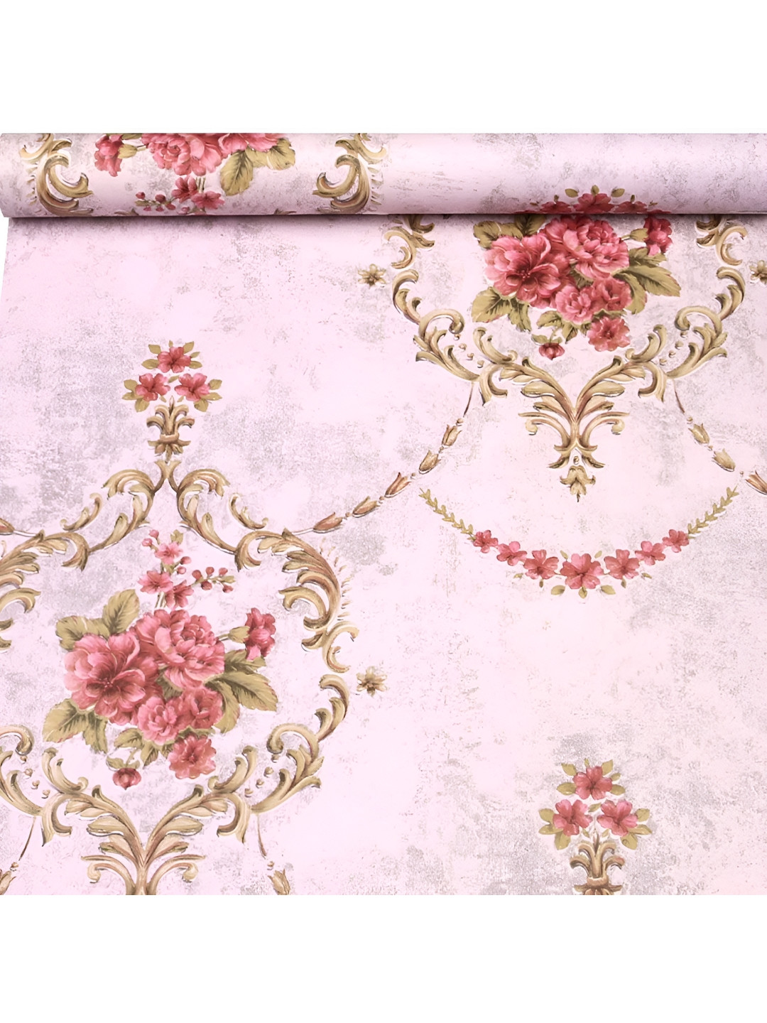 INDIAN ROYALS Pink Damask  Printed Self-Adhesive & Durable Wall Sticker