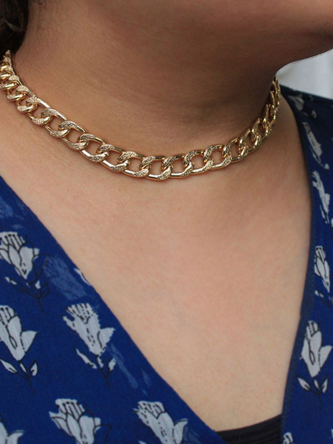 BeAbhika Gold-Plated Curb Chain Choker Necklace