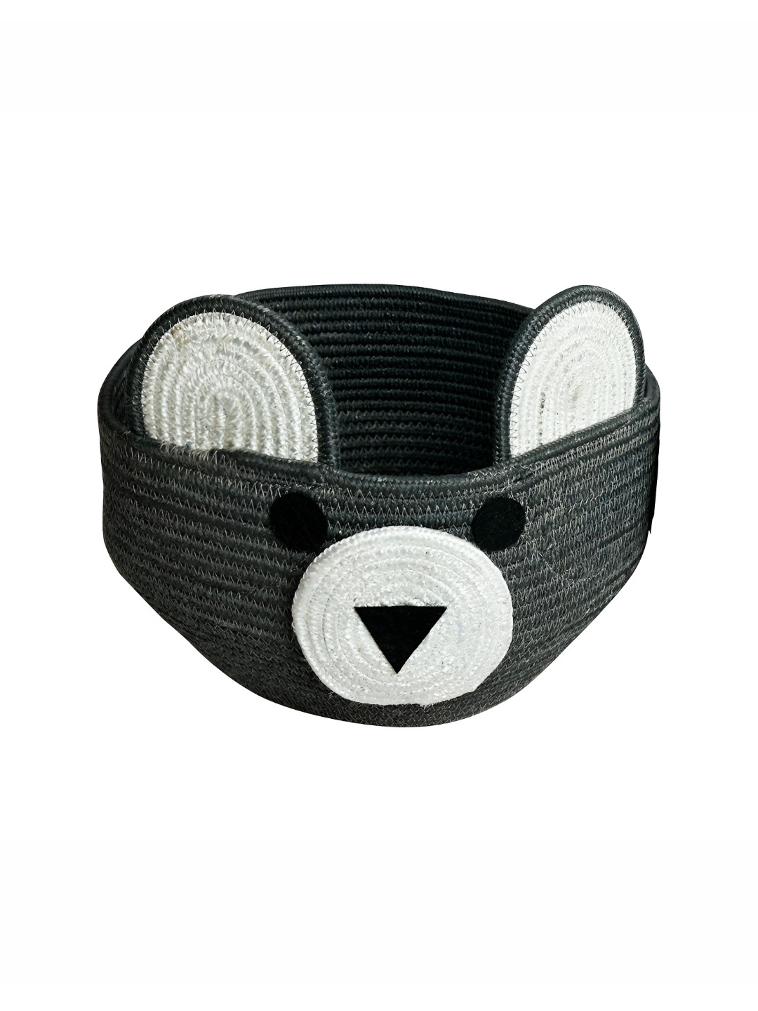 ARIYA Kids Grey & White Rope Bear Face Reusable Storage Basket