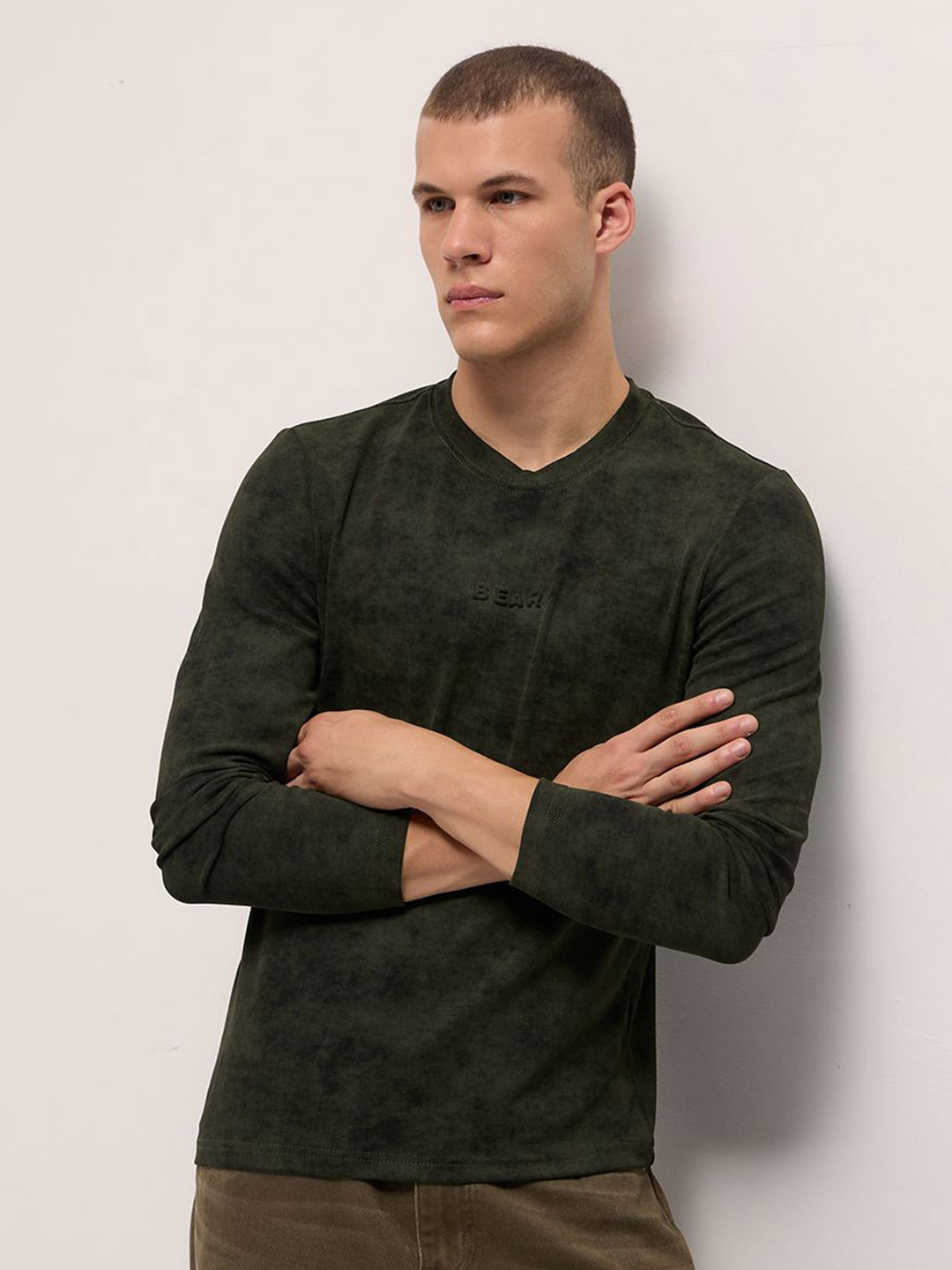 THE BEAR HOUSE Dyed Acid Wash Crew Neck Slim Fit Tshirt