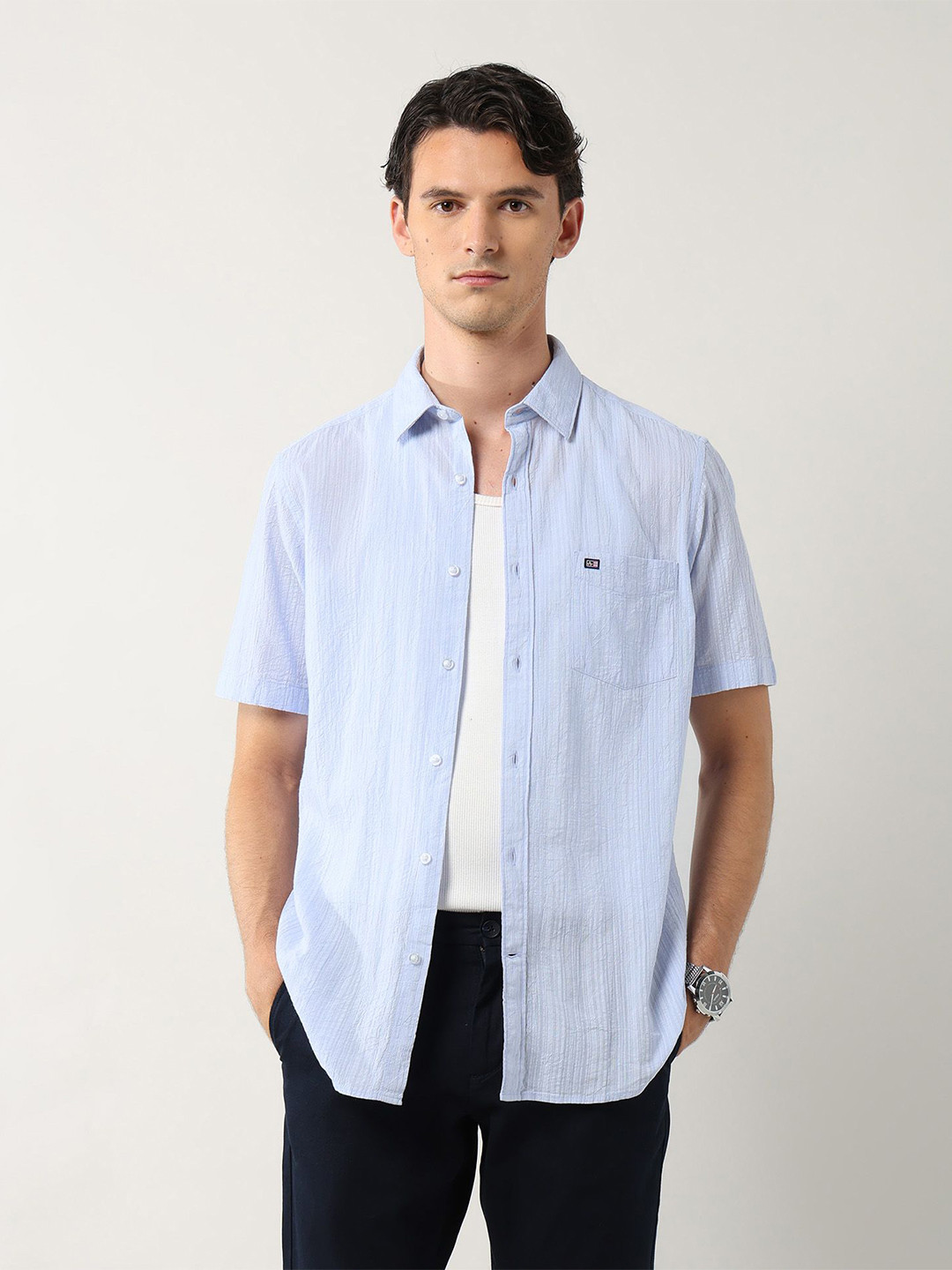 Arrow Sport Classic Striped Spread Collar Casual Pure Cotton Shirt