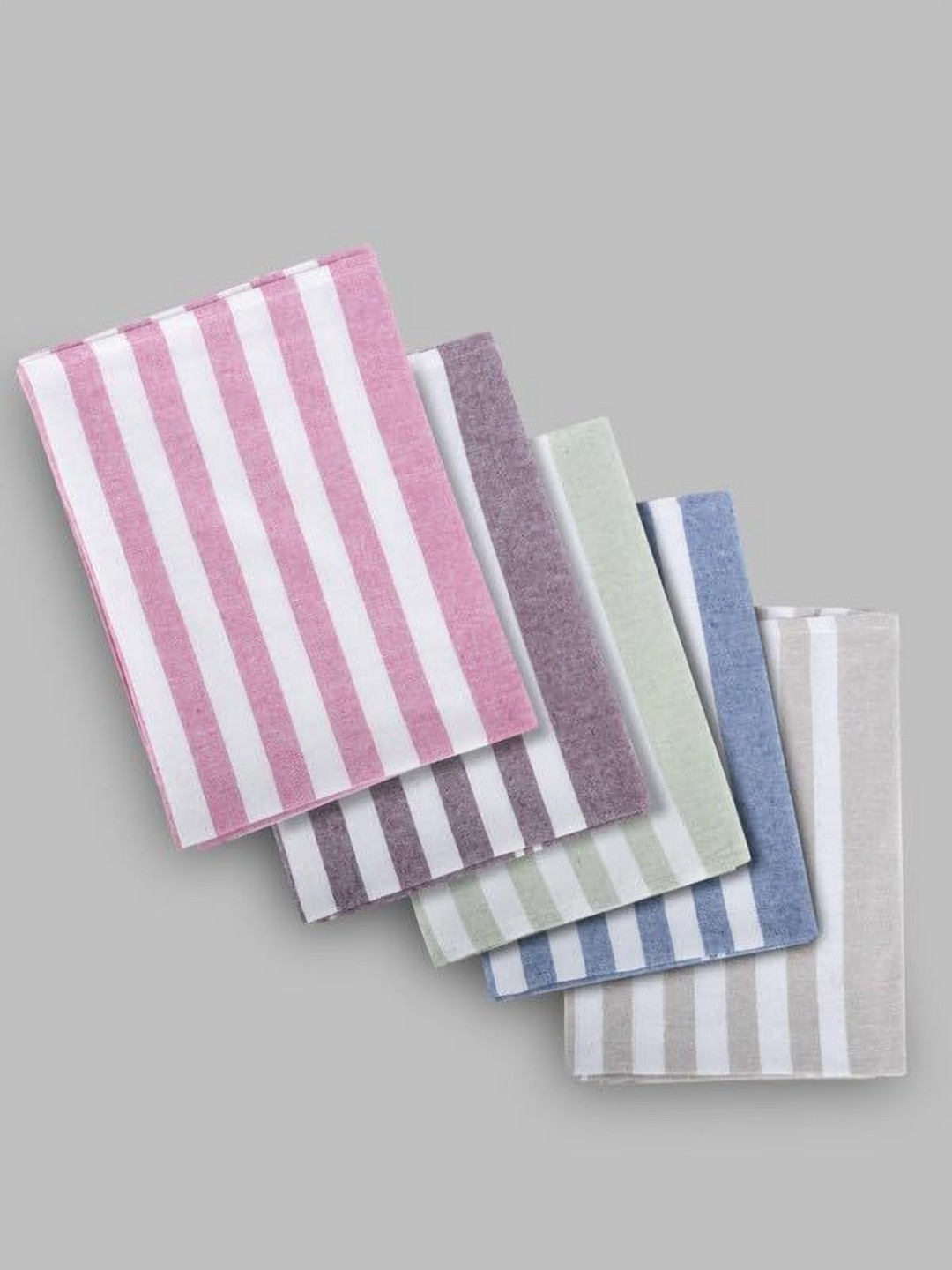 Aura Blue & Grey 5 Striped Cotton 210 GSM Bath Towel