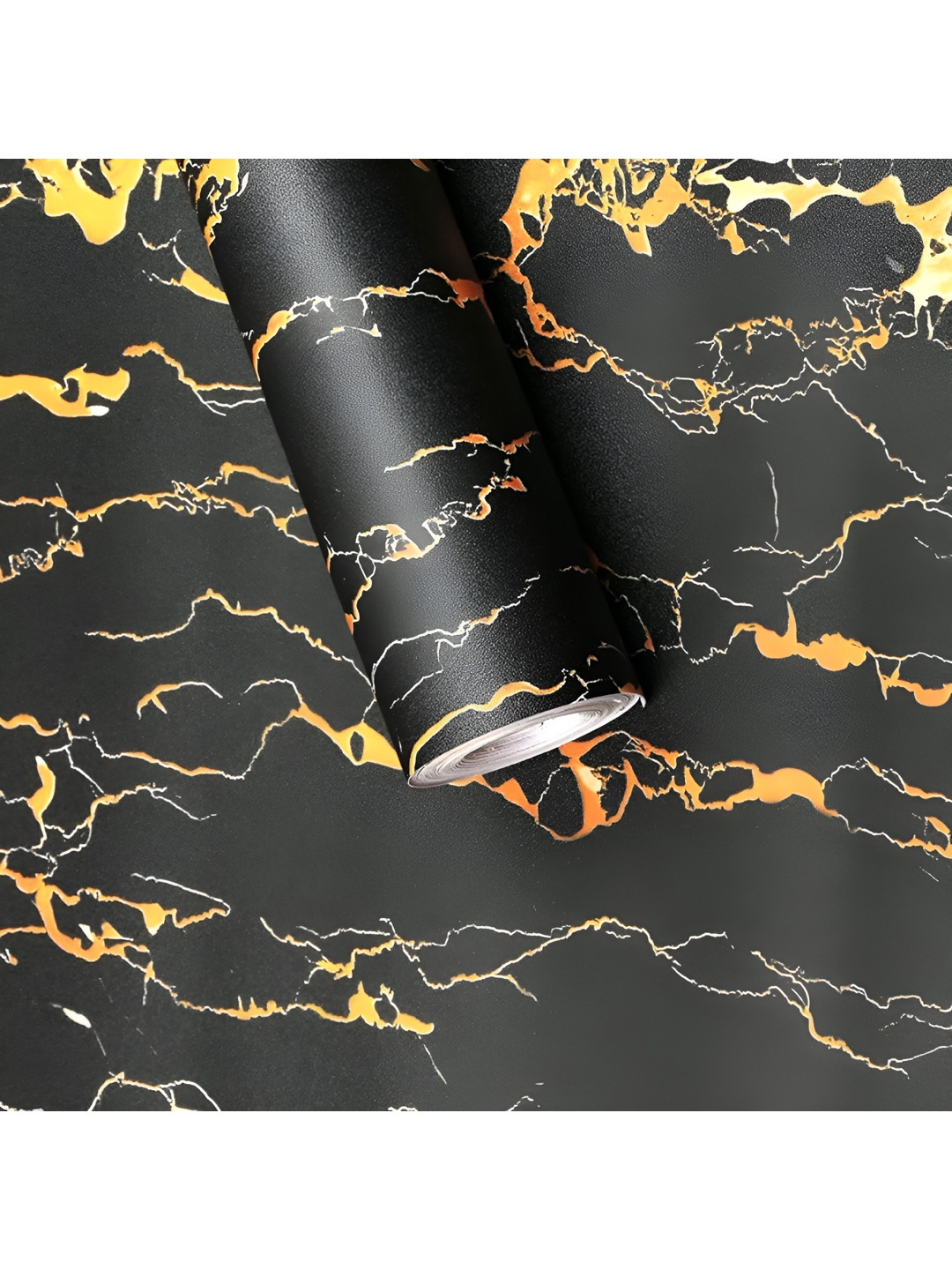 INDIAN ROYALS Black & Yellow Marble Printed Self-Adhesive & Durable Wall Sticker