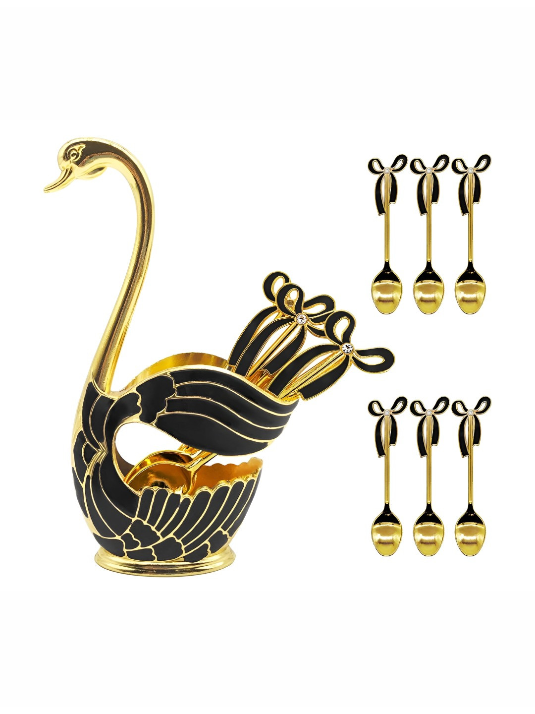 Extreme Karigari Gold-Toned & Black Stainless Steel Dessert Spoon