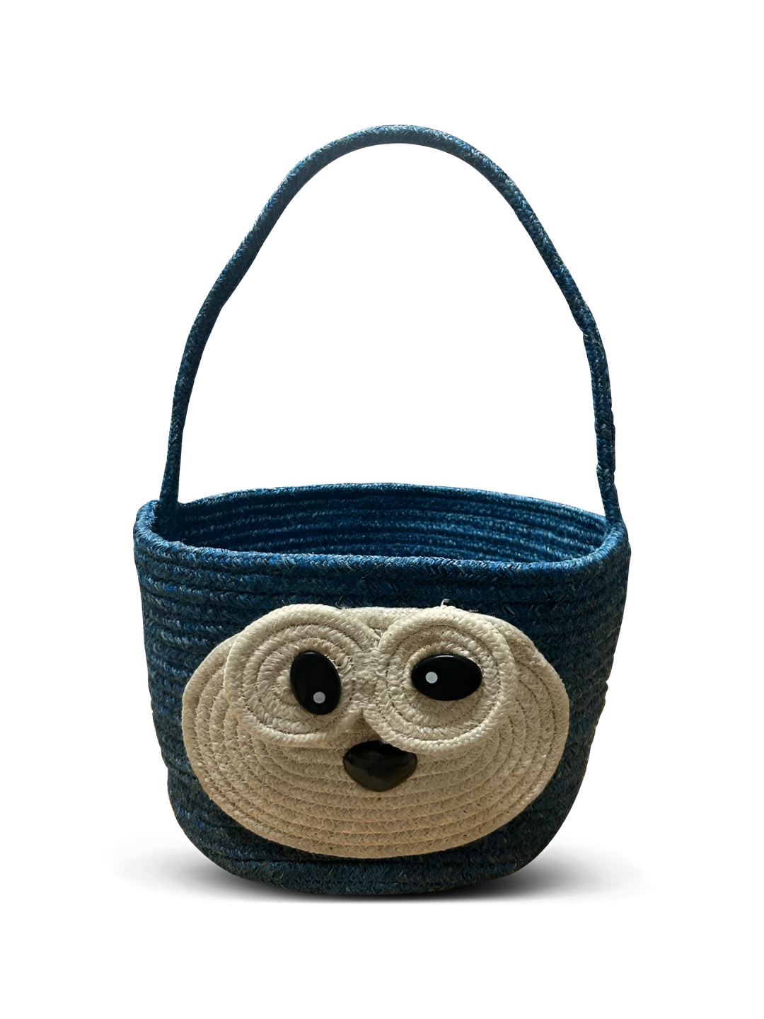 ARIYA Kids Blue & White Rope Bear Face Reusable Storage Basket