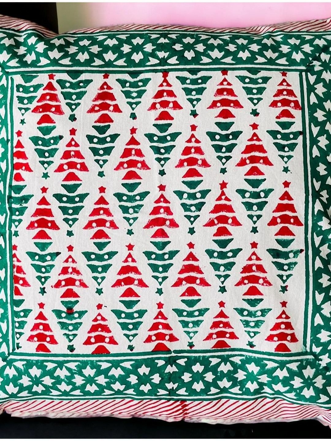 Fabric Venue White & Red Ethnic Motifs Square Cushion Covers