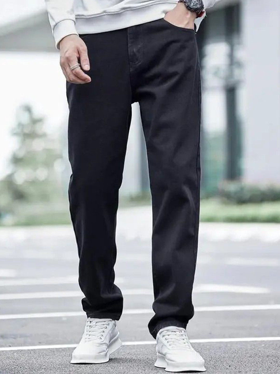 Playfeel Men Jean Baggy Mid-Rise Cotton Jeans