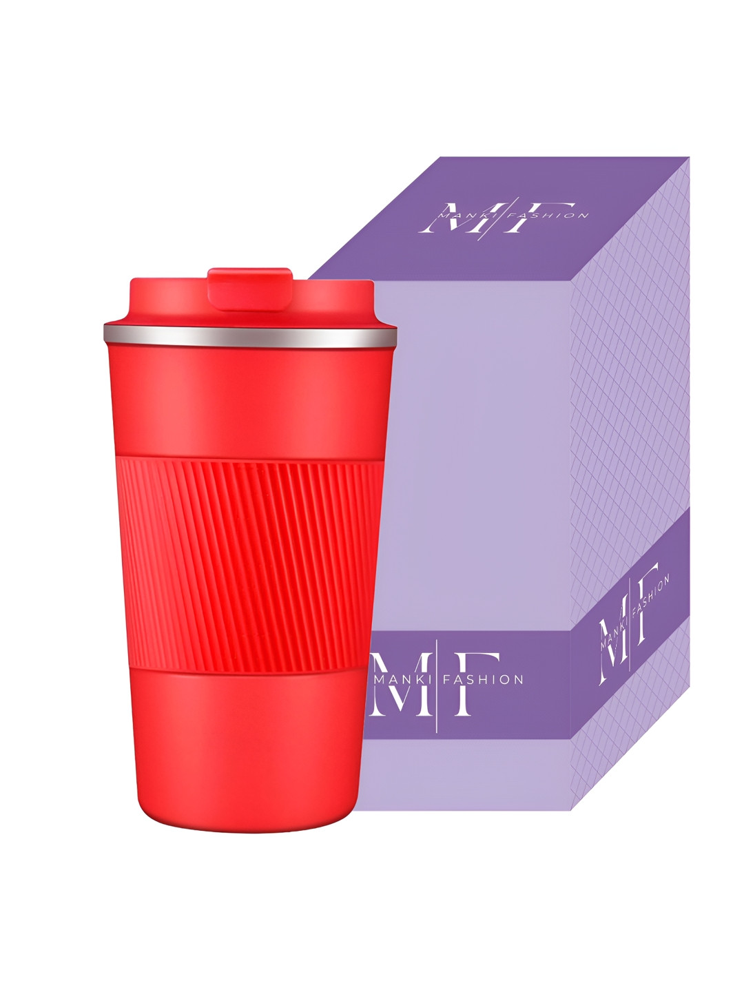 MANKI FASHION The Couple Quote Red Textured Stainless Steel Handmade Mug-510ml