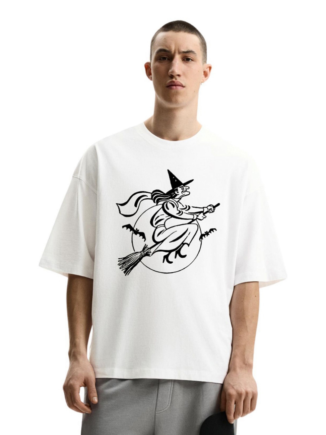 Fashnobic Witch Graphic Oversized Cotton T-shirt