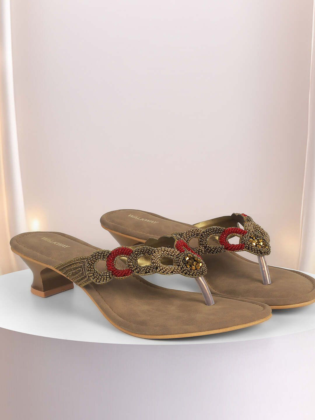 WALKWAY by Metro Women Woven Design Open Toe Kitten Sandals