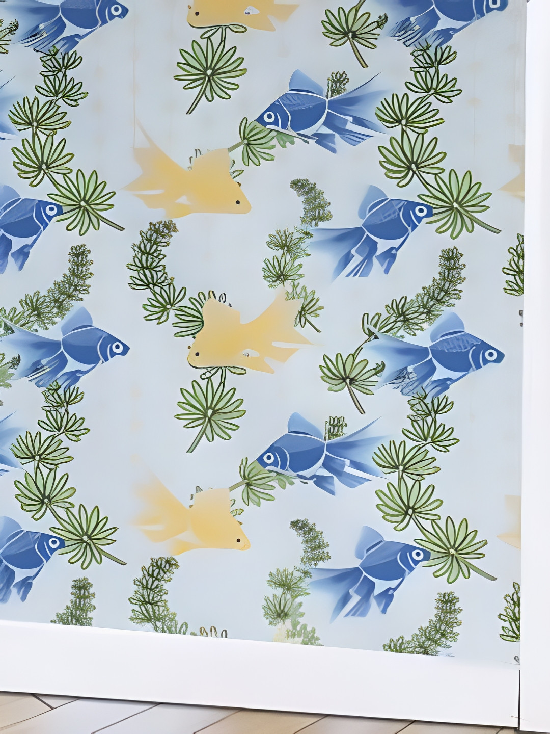INDIAN ROYALS White & Orange Printed Fish Window Sticker Waterproof Wallpaper