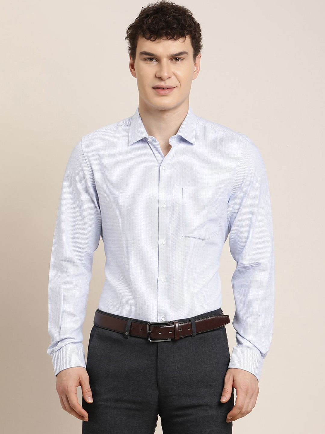 Turtle Classic Slim Fit Vertical Stripes Pure Cotton Formal Shirt