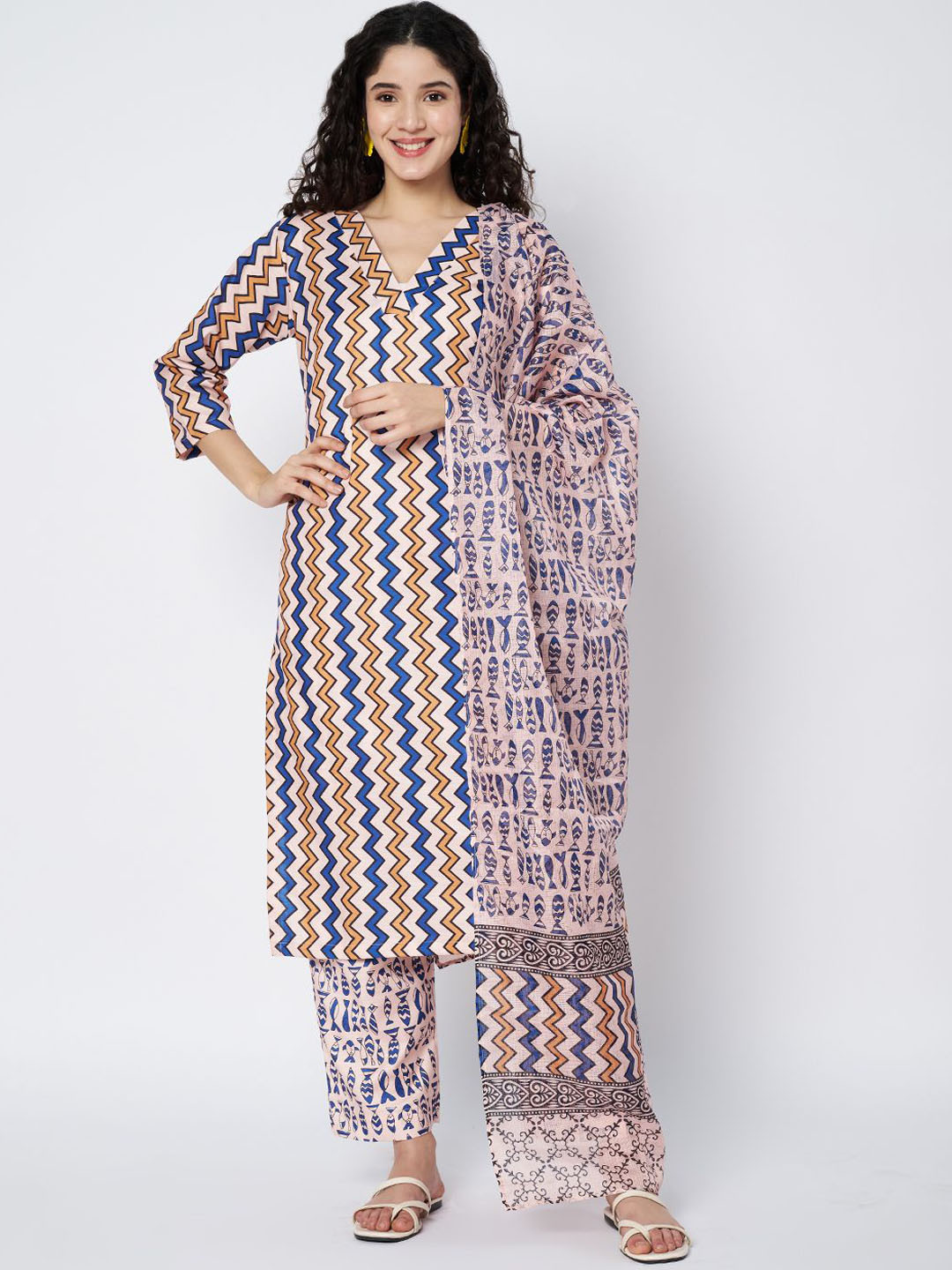 BCZ Style Women Printed Regular Pure Cotton Kurta Set With Dupatta
