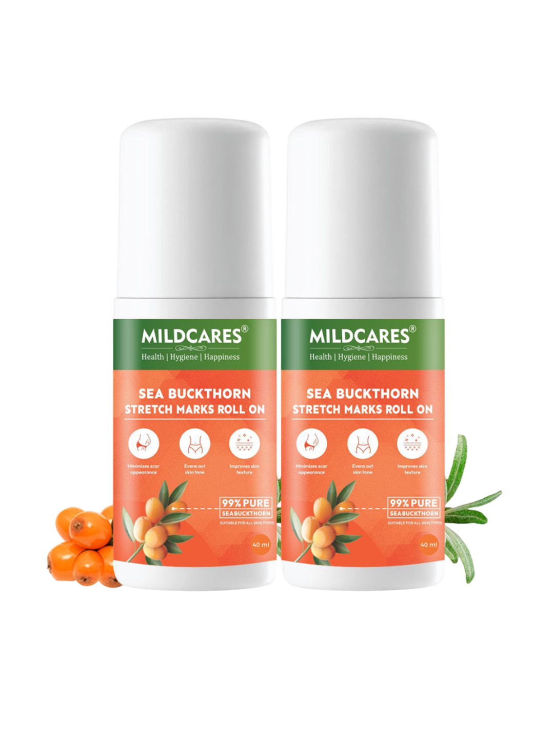 MILDCARES Set Of 2 Stretch Marks Removal Roll-On Serum- 40 ml Each