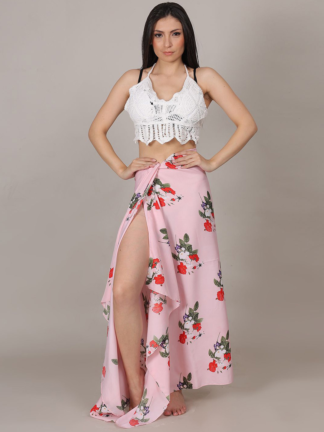 Fabme Floral Printed Swimwear Cover up Bottom