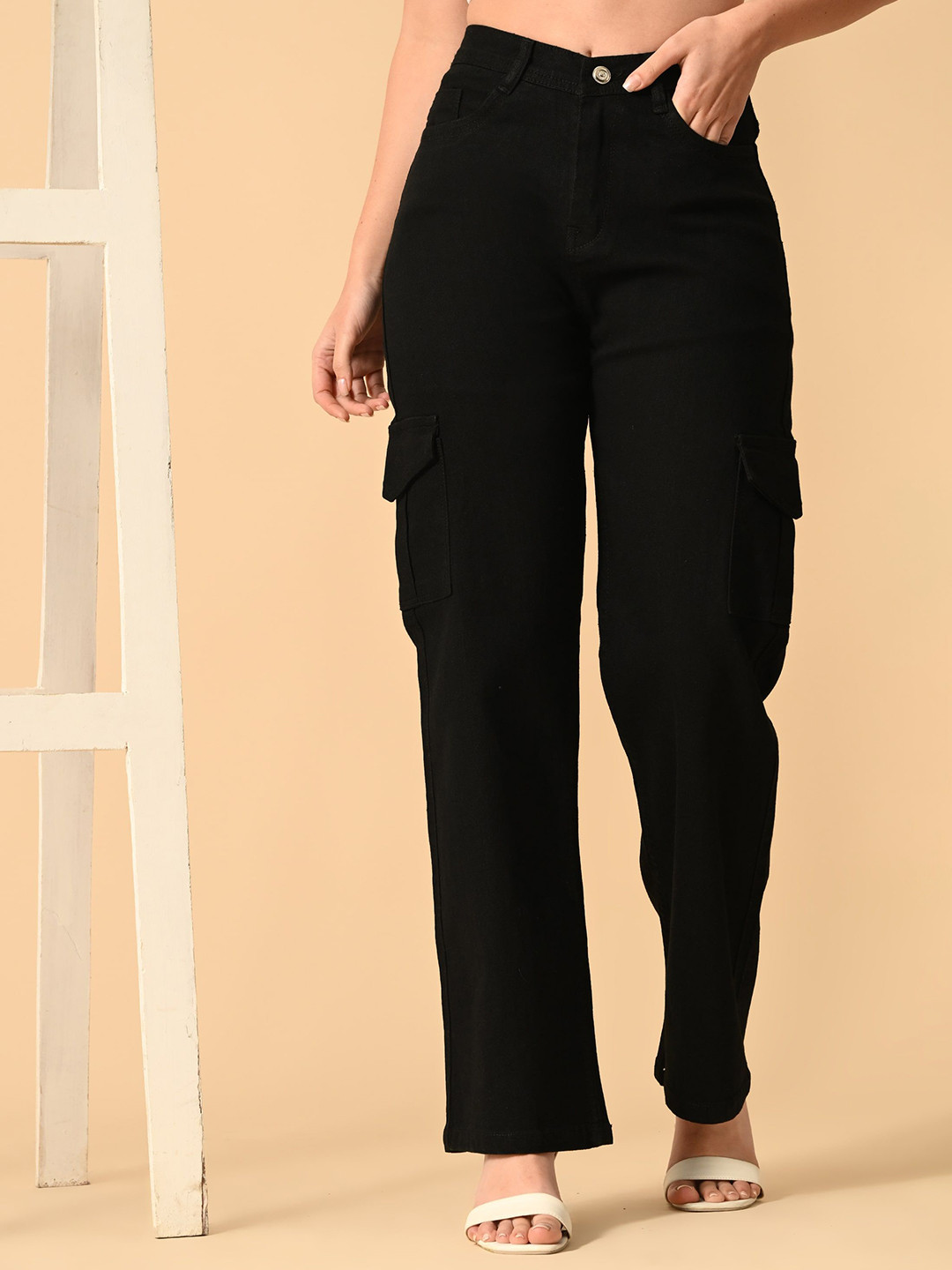 SENDIPO Women Regular Fit High-Rise Stretchable Cargo Styles  Jeans