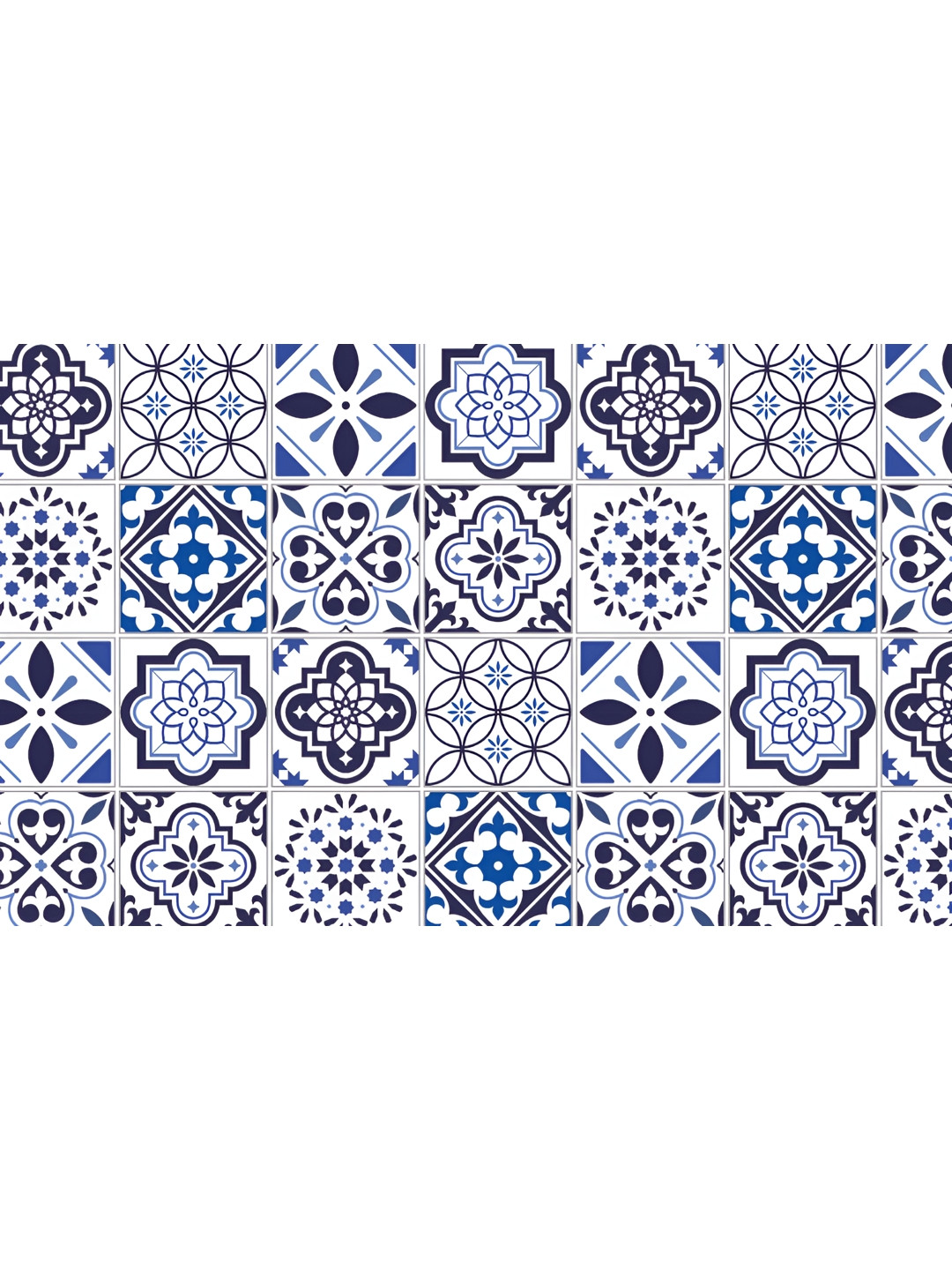 INDIAN ROYALS Blue & White Mosaic Pattern  Printed Self-Adhesive & Durable Wall Sticker
