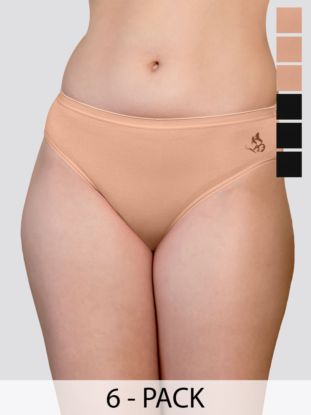 Kalyani Snow Pack Of 6 Mid-Rise Anti-Odour Hipster Briefs