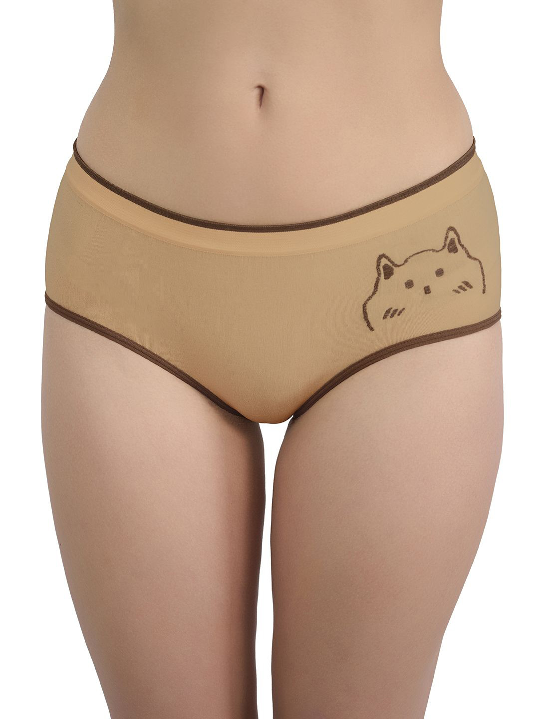 Moda Rapido Printed Seamless Mid-Rise Basic Briefs CAT_MUSTARD_XS
