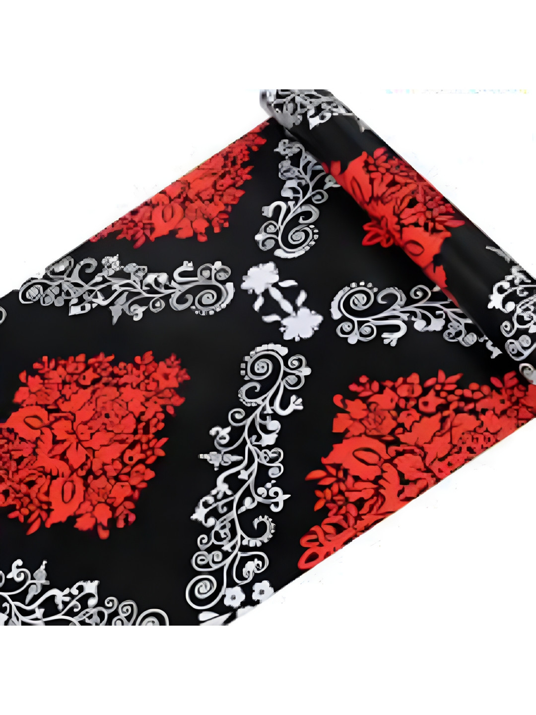INDIAN ROYALS Red and Black Damask Printed Self-Adhesive & Durable Wall Sticker